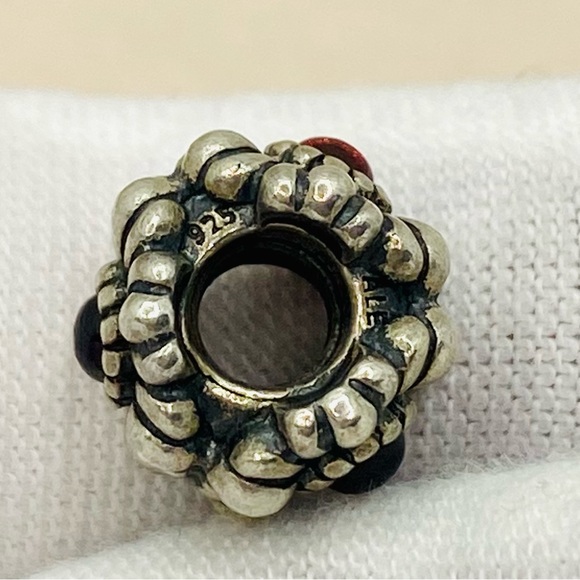 EUC Pandora 790580GR Sterling Silver January Birthday Blooms Charm w/ Garnet - Picture 13 of 14